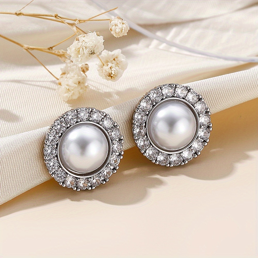 Zirconia Decor Clip On Earrings, Pastoral Style, No Piercing